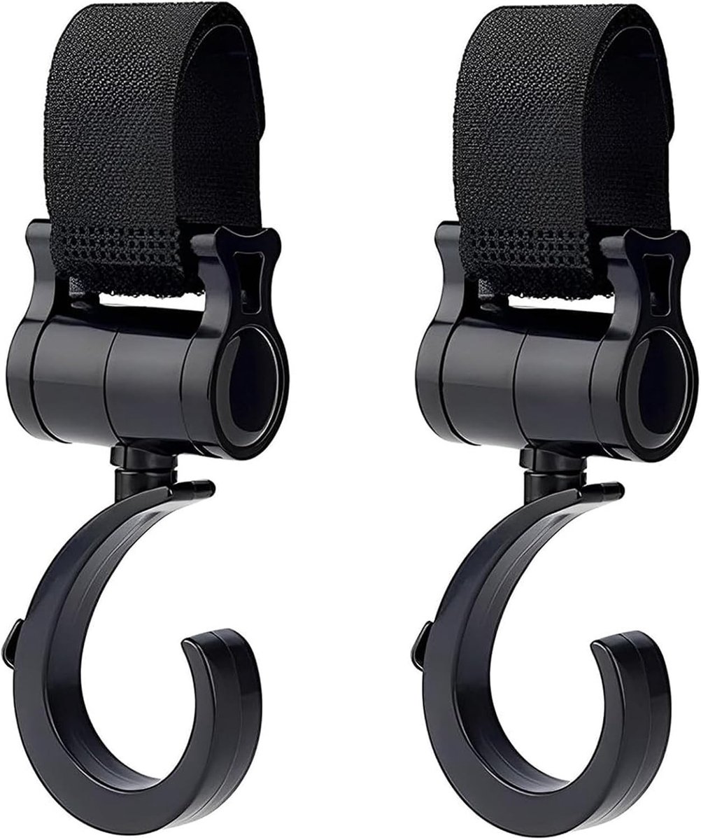 Handige Buggy Clips voor Tassen - 2 Stuks Rotatable Stroller Hooks voor Kinderwagens en Rolstoelen, Universele Bevestiging, Ideaal voor Ouders en Wandelaars