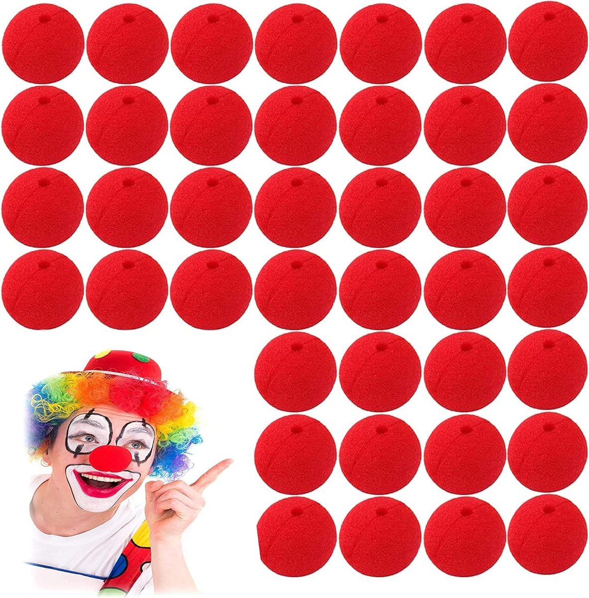 40 stuks rode clown neuzen voor volwassenen - Perfect voor Halloween, kerstkostuums en carnaval accessoires