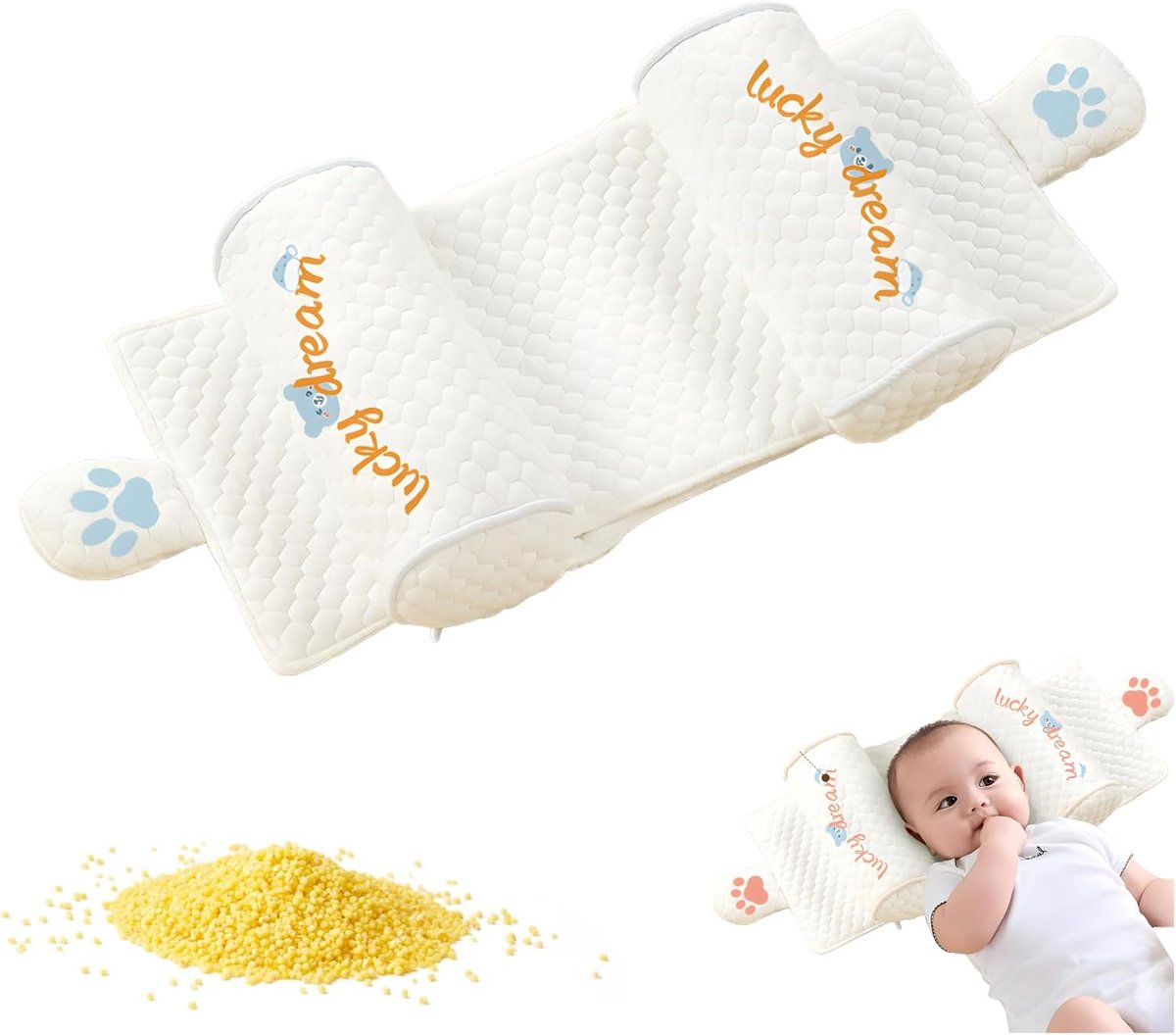 Hoofdvormend kussen – Kussen – Babykussen – Corrigeert de hoofdvorm; geschikt voor baby's van 0 tot 6 maanden en ouder – Blauw