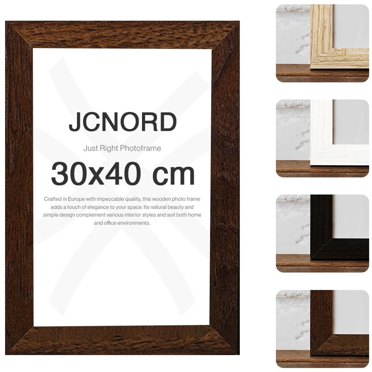 Fotolijst 30x40 cm - MDF Houten Notenhoutkleur - Breukvast Acrylglas - Perfect voor Muren en Tafels - ShopVlot