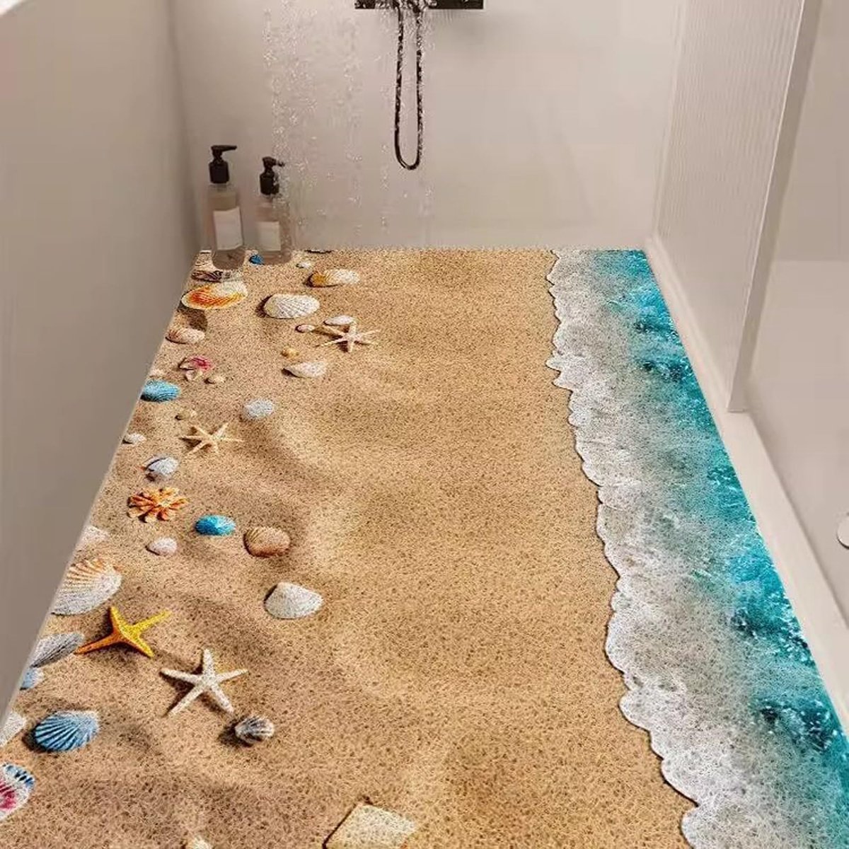 Douchemat Antislip 80x80cm - Kleurrijk en zacht - Sneldrogend met afvoergat - Comfortabele vloermat voor badkamer - ShopVlot