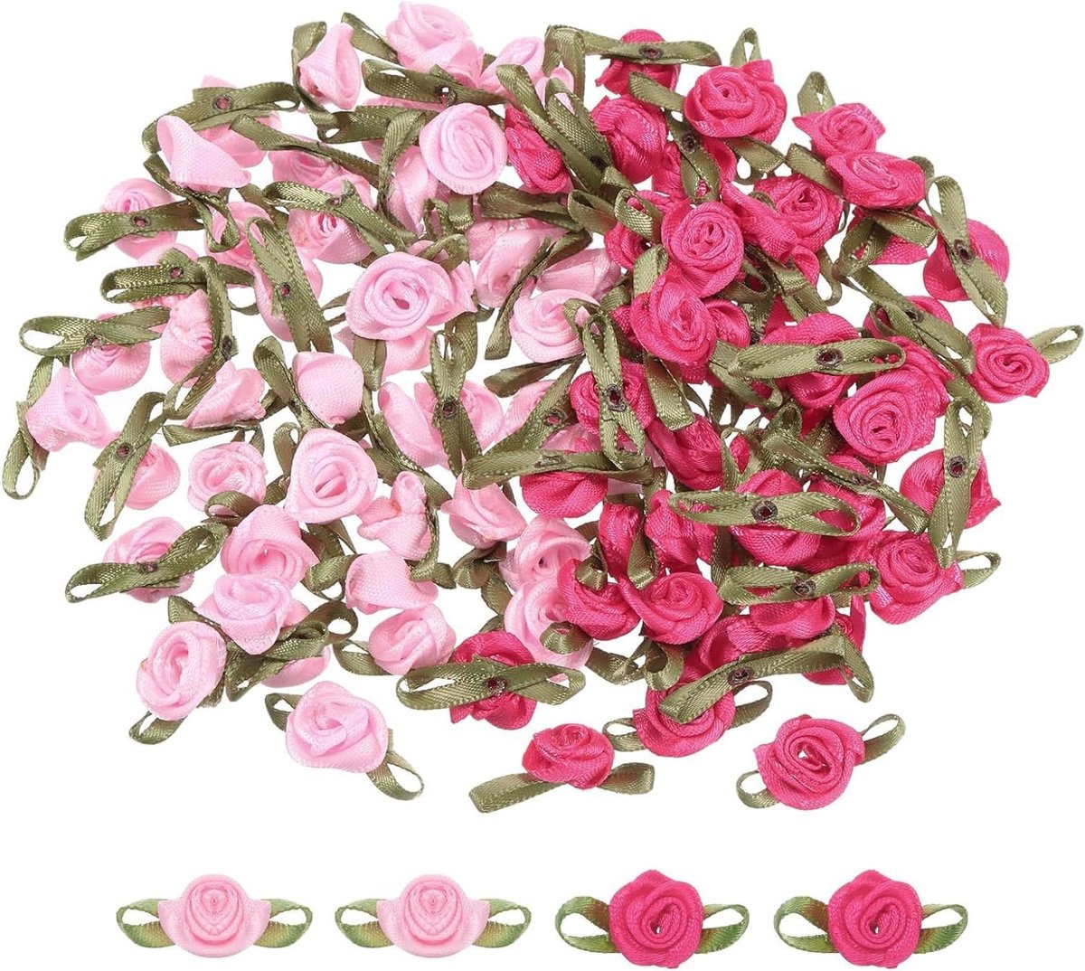 100 Stuks Mini Satijnen Rozen Bogen 5/8" x 1-3/16 - Decoraties voor DIY, Bruiloften en Cadeaus