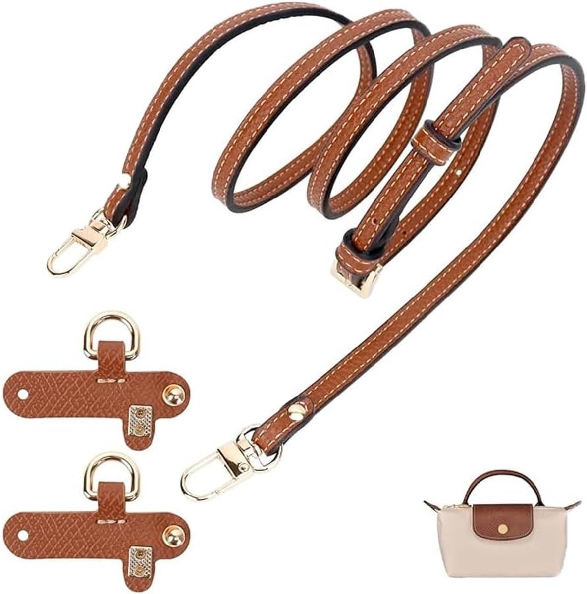 Lederen mini-tas met verstelbare schouderriem, crossbody tas en accessoires voor dames, bruin 4#