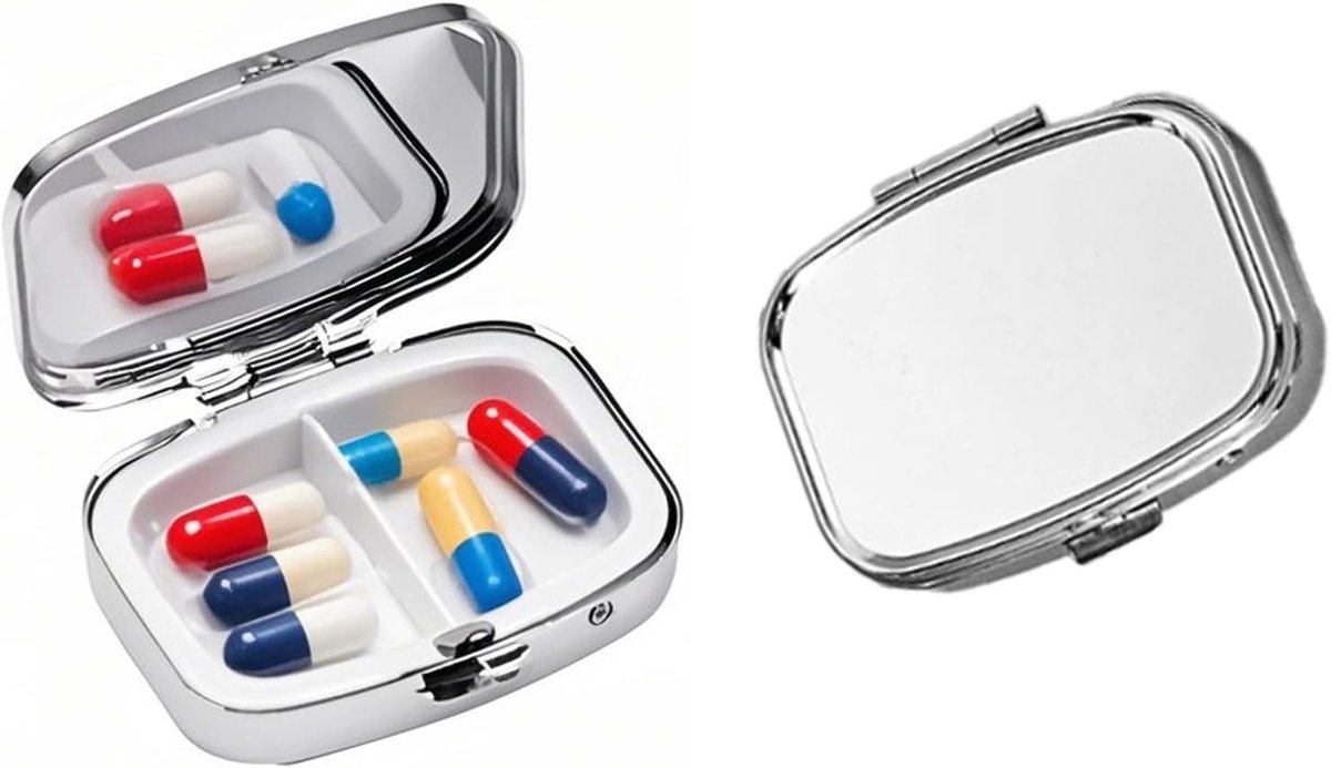 Compacte pillendoos voor onderweg - Mini opslagbox voor tabletten, met compartimenten, ideaal voor medicijnen en voedingssupplementen