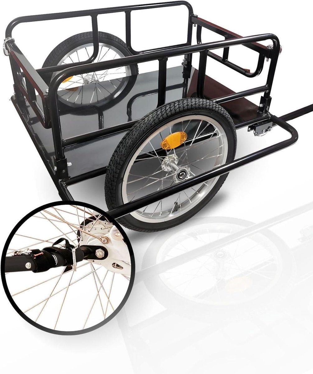 Fietskar - Fietsaanhanger Goederen - Transport Goederen - Trekhaak Mount - 124 x 75 cm - Zwart