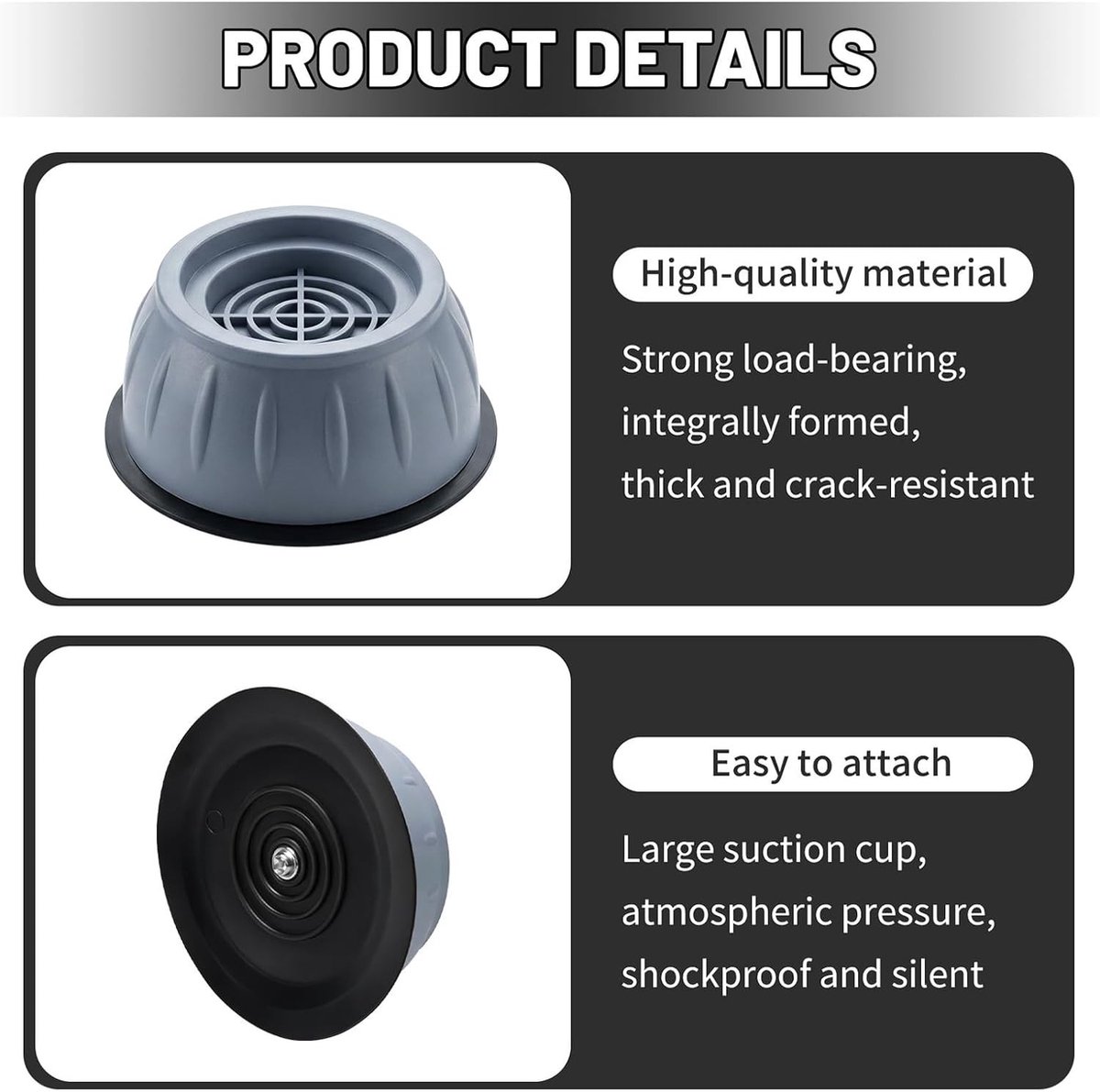 4 stuks trillingsdempers voor wasmachines, universele anti-vibratievoeten en pads voor optimale stabiliteit en geluidsreductie