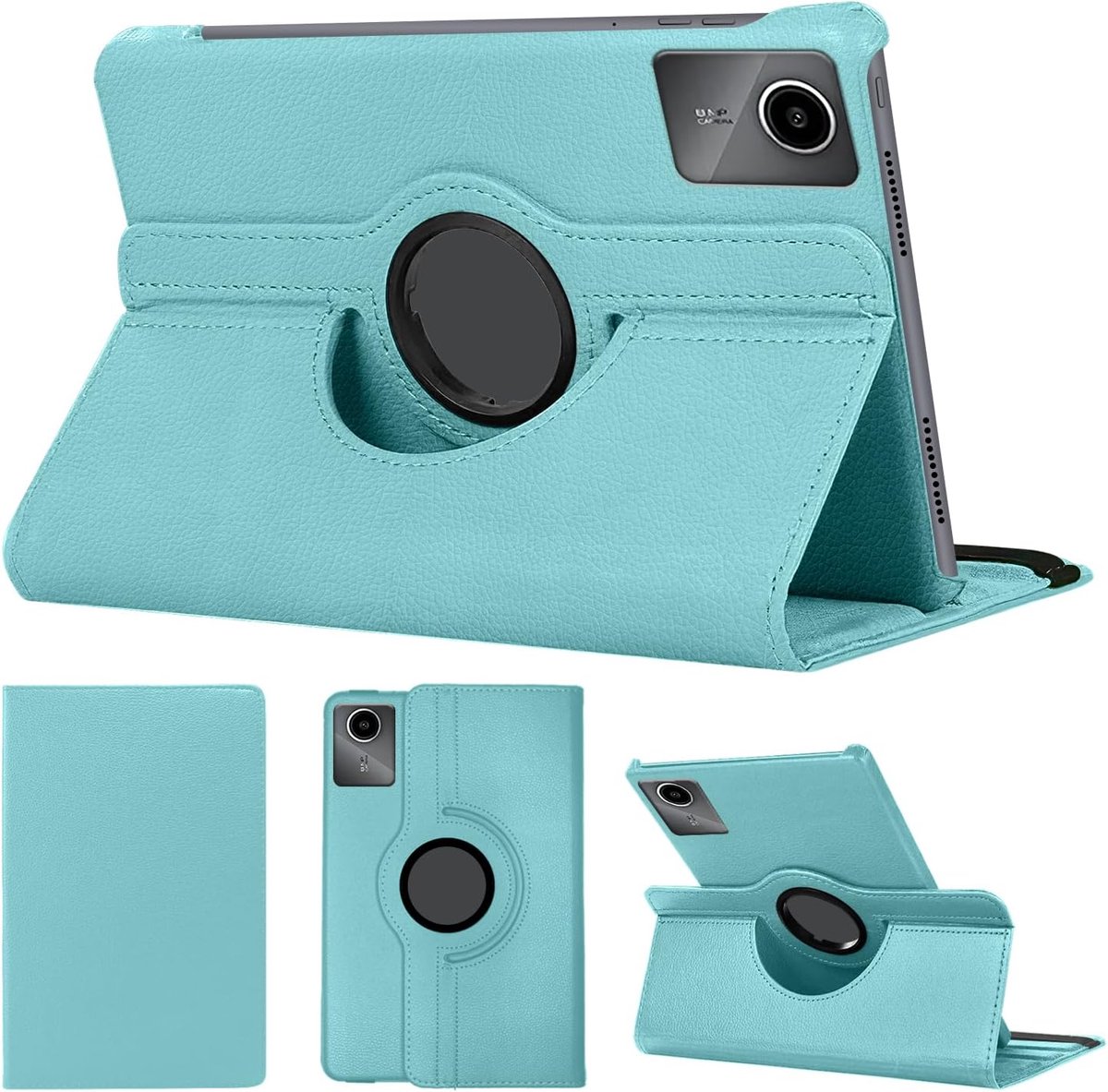 SWEIMEN Hoes compatibel met Lenovo Tab M11 (11 inch) tablet, PU lederen hoes, 360° draaibaar, multi-hoek bescherming - ShopVlot