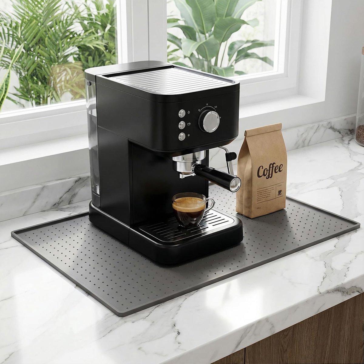 Koffiemat Waterdichte Siliconen Bar Mat 30x48cm - Grijs - Lekvrij - Voor Espressomachine en Koffiezetapparaat - ShopVlot