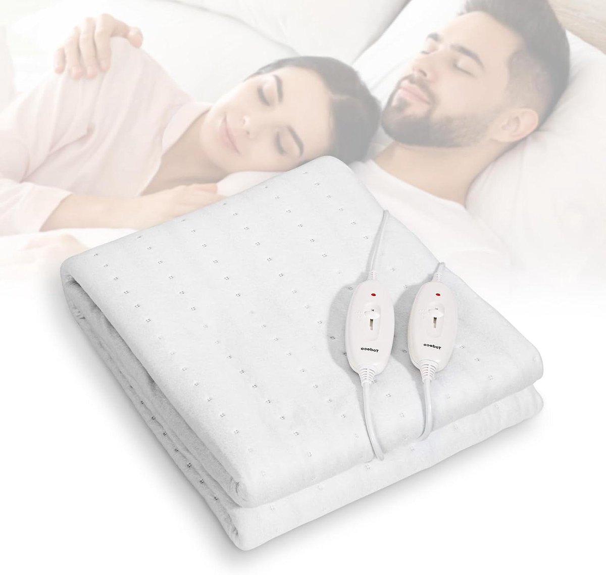 Elektrische Deken - Verwarmde Topper - Lekker Slapen - Dubbele Bediening - 160x140cm - Wit