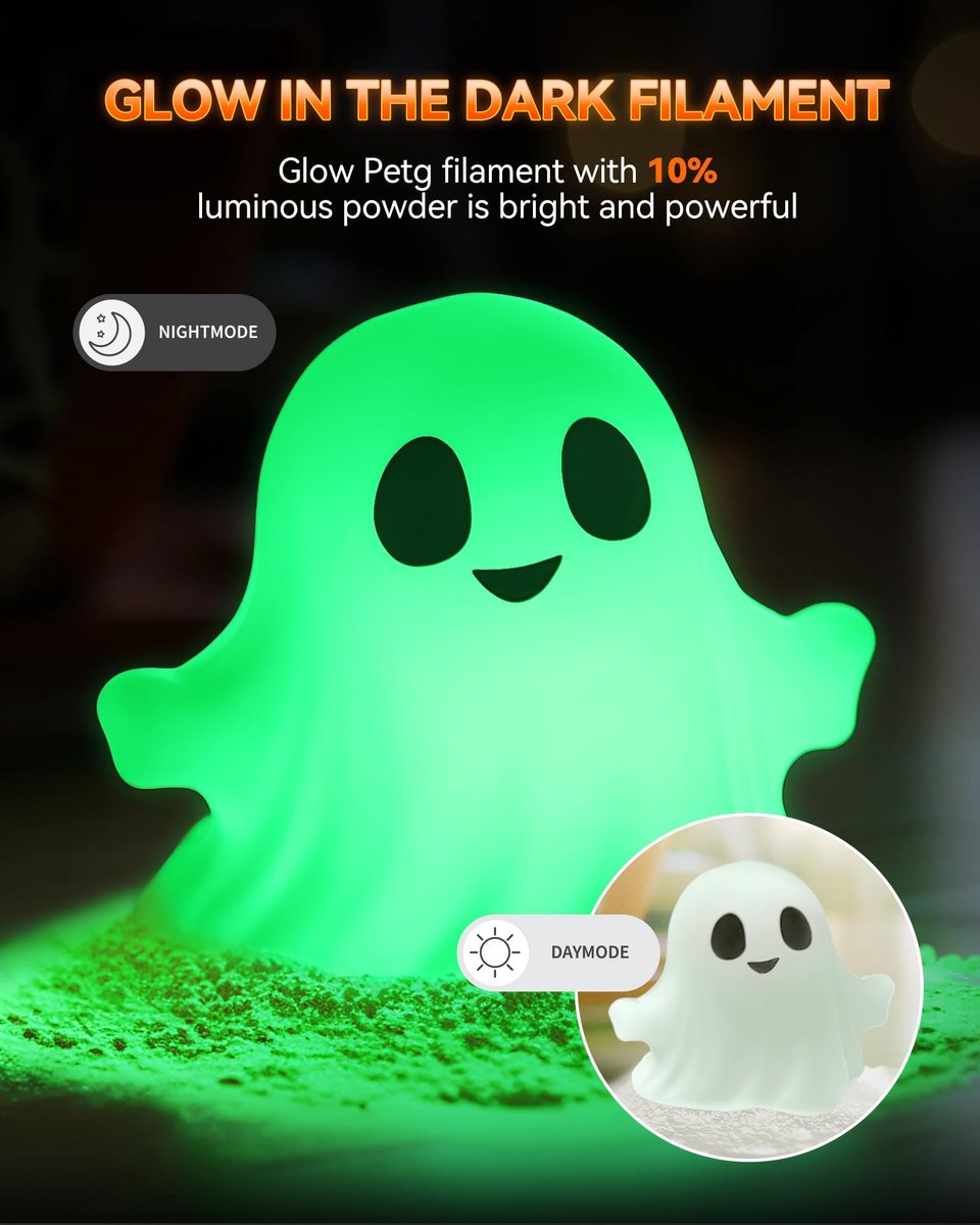 3D-printfilament 1,75 mm - PETG Glow in The Dark - Lumineus groen - Langdurige schittering - ShopVlot