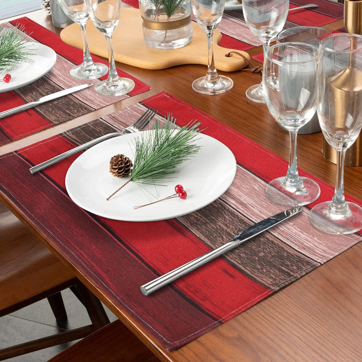 Red Linen Placemats, 32 x 45 cm, Pack of 4, Heat Resistant Placemats, Non-Slip, Easy to Clean, Waterproof, Red - ShopVlot