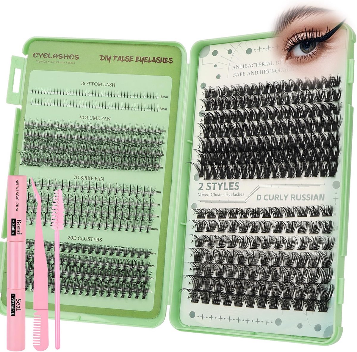 Eyelash Extensions Set 5 mm 16 mm False Eyelashes Volume Cluster Eyelashes Safe, Durable and High-Quality DIY Eyelash - ShopVlot