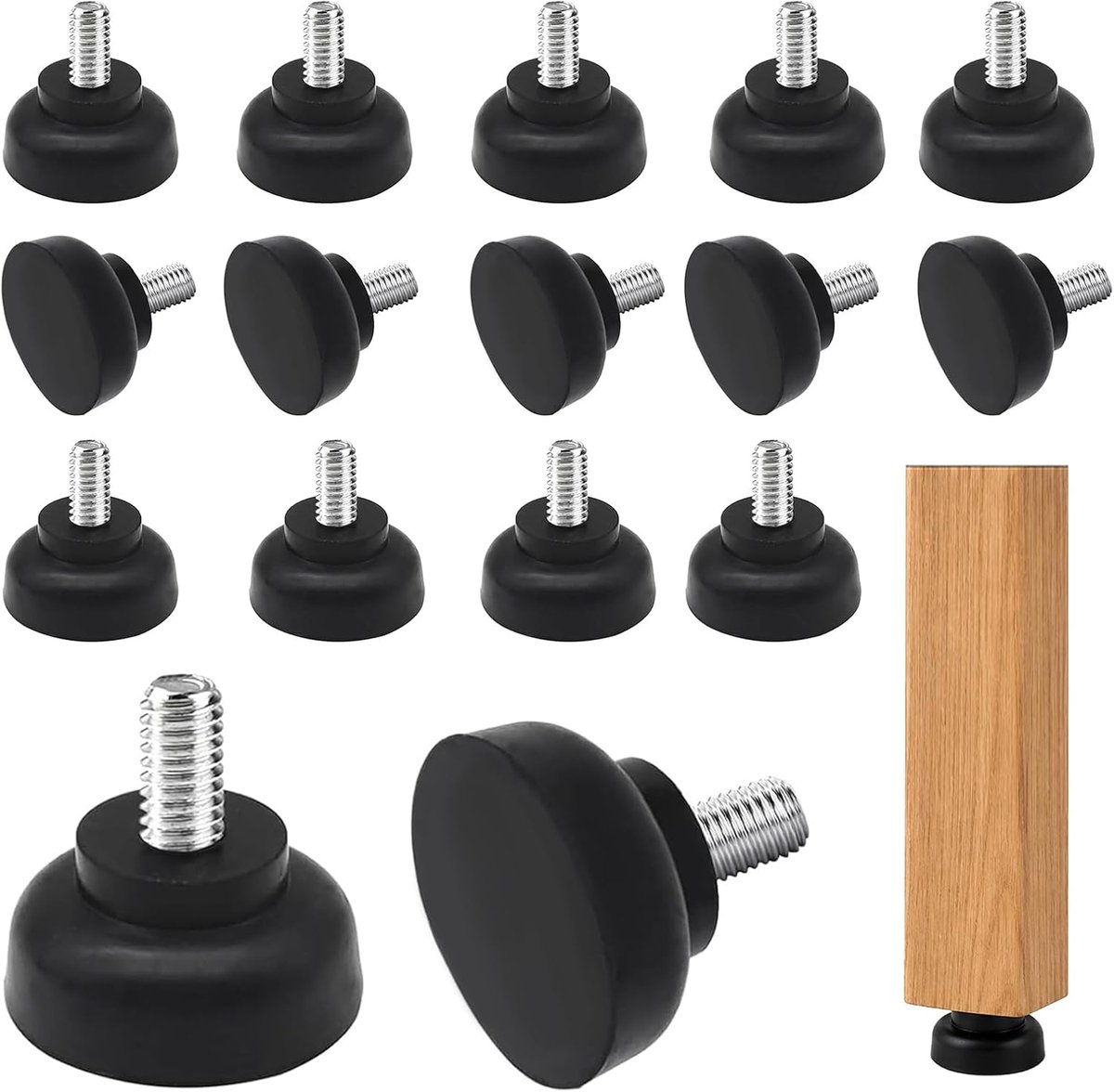 16 stuks M8 schroefvoetjes van rubber, rubberen buffers met 35 mm sokkel - ShopVlot