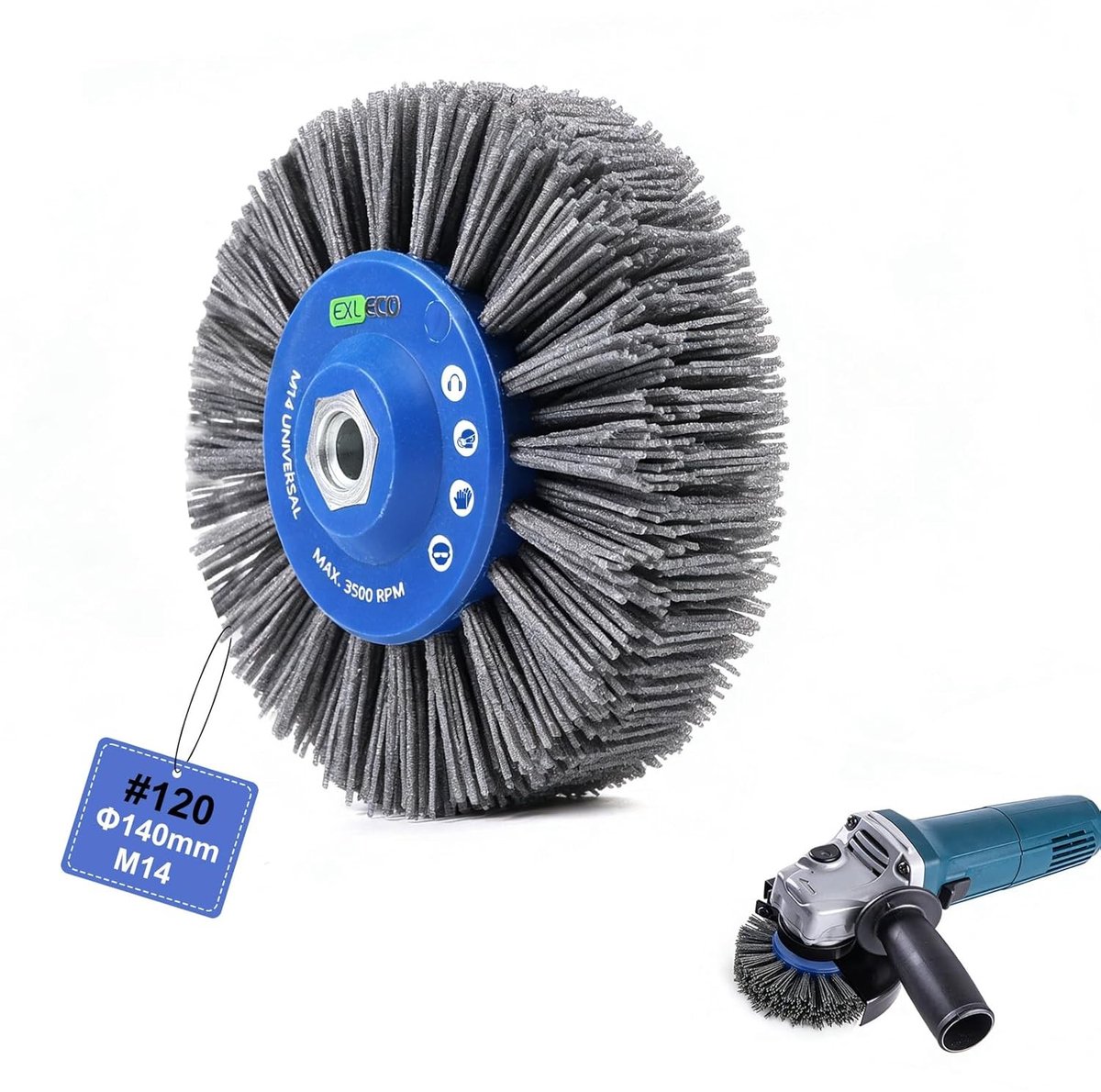 Nylon Schuurborstel 120 Grit voor Haakse Slijper ø140mm - Draadborstel, Polijstborstel en Structuurborsel voor Gladmaken en Schuren