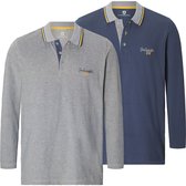 Jan Vanderstorm herren Polo Met Lange Mouwen - 72/74 - grijs - Plus Size