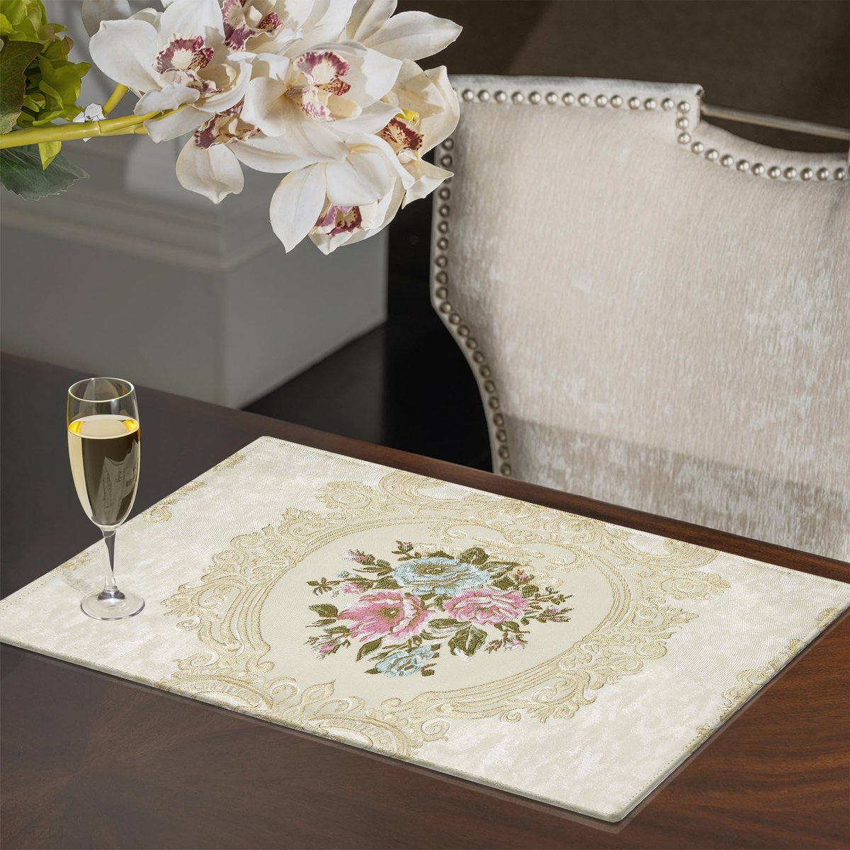 Placemats 30x45cm - Luxe tafelmatten - Bloemenmotief - Perfect voor eettafel - ShopVlot