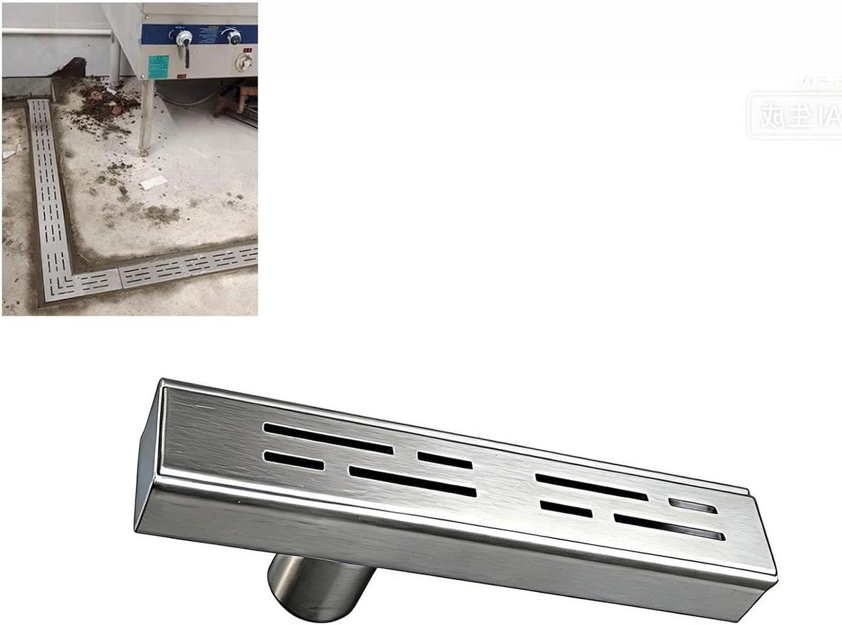 Afvoerset RVS - Drainage Kanaal - Buiten Ruimte Drogen - Puin Vrije Afvoer - 4 x 10 cm - Zilver