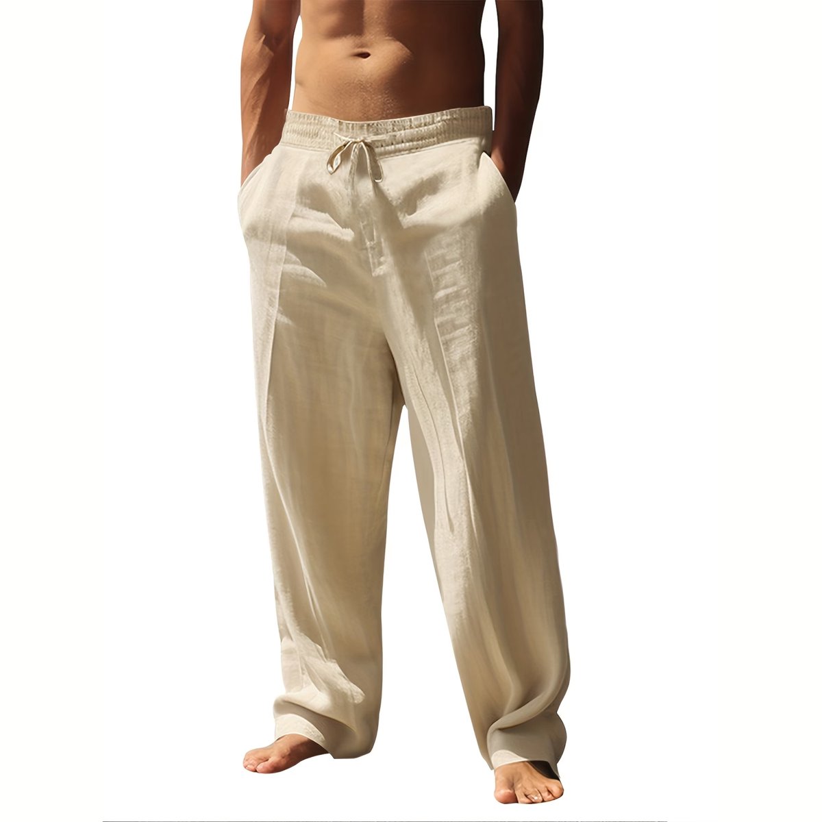 Currero Linnen Broek Heren - Zomerbroek - Volwassenen - Lange Broek - Pantalon - Strandbroek - Zomer - Ibiza Stijl - Khaki S