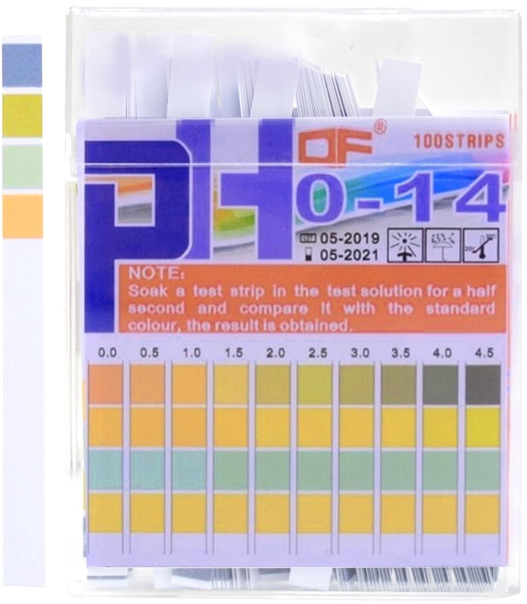 Dailygoods- pH-teststrips 100 stuks - Breedbandtest 0-14 - Vierkleurige lakmospapier - Sneltest voor urine/aquaria - Goedkoop en betaalbaar - Duidelijke afleesbare resultaten - Testpapier