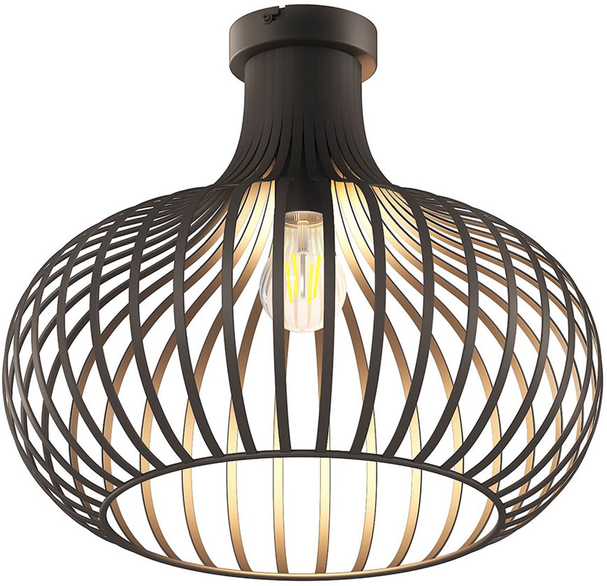 LED plafondlamp Filament Eettafellamp IndustriÃ«le woonkamerlamp roestkleurig, metalen gaas, 1x 4W 320Lm warm wit 1700K, DxH 40x35 cm