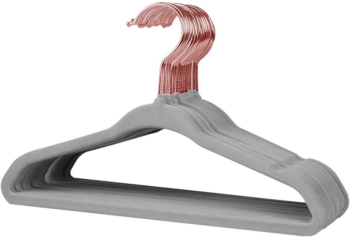 Dailygoods - Kleerhangers voor baby's - Antislip fluweel - Grijs - 16 stuks - Geschikt voor babykleding - Met schouderinkepingen