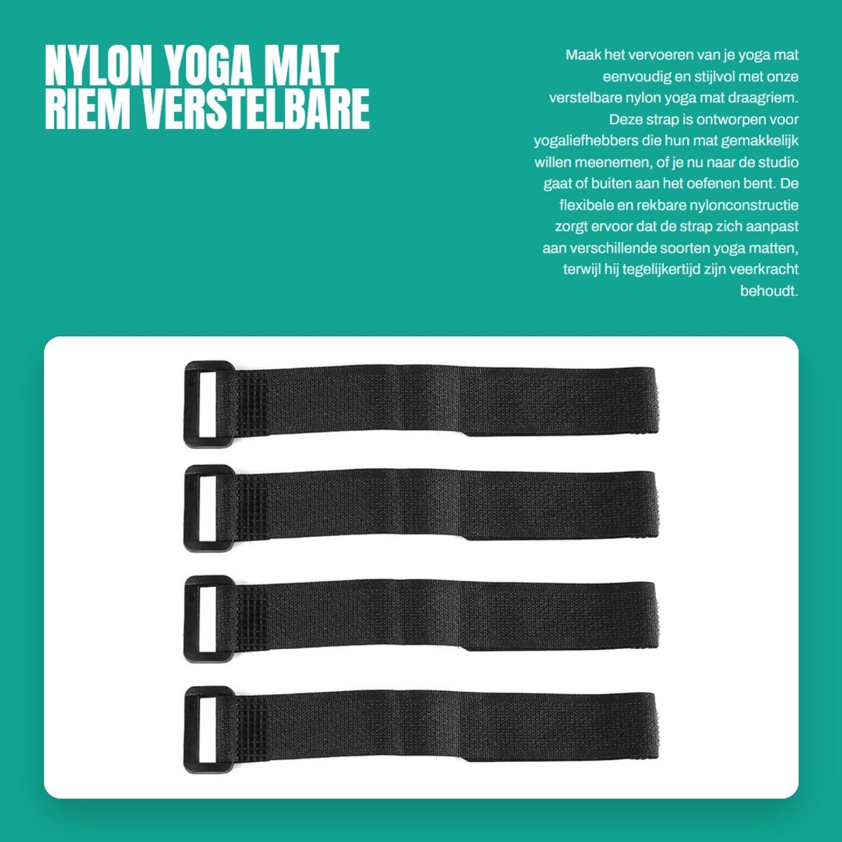 Dailygoods - Nylon Yoga Mat Riem - Verstelbare Draagriem - Flexibel en Duurzaam - Zwart - Yoga Accessoire - Geschikt voor Alle Yogamatten - Extra Comfort