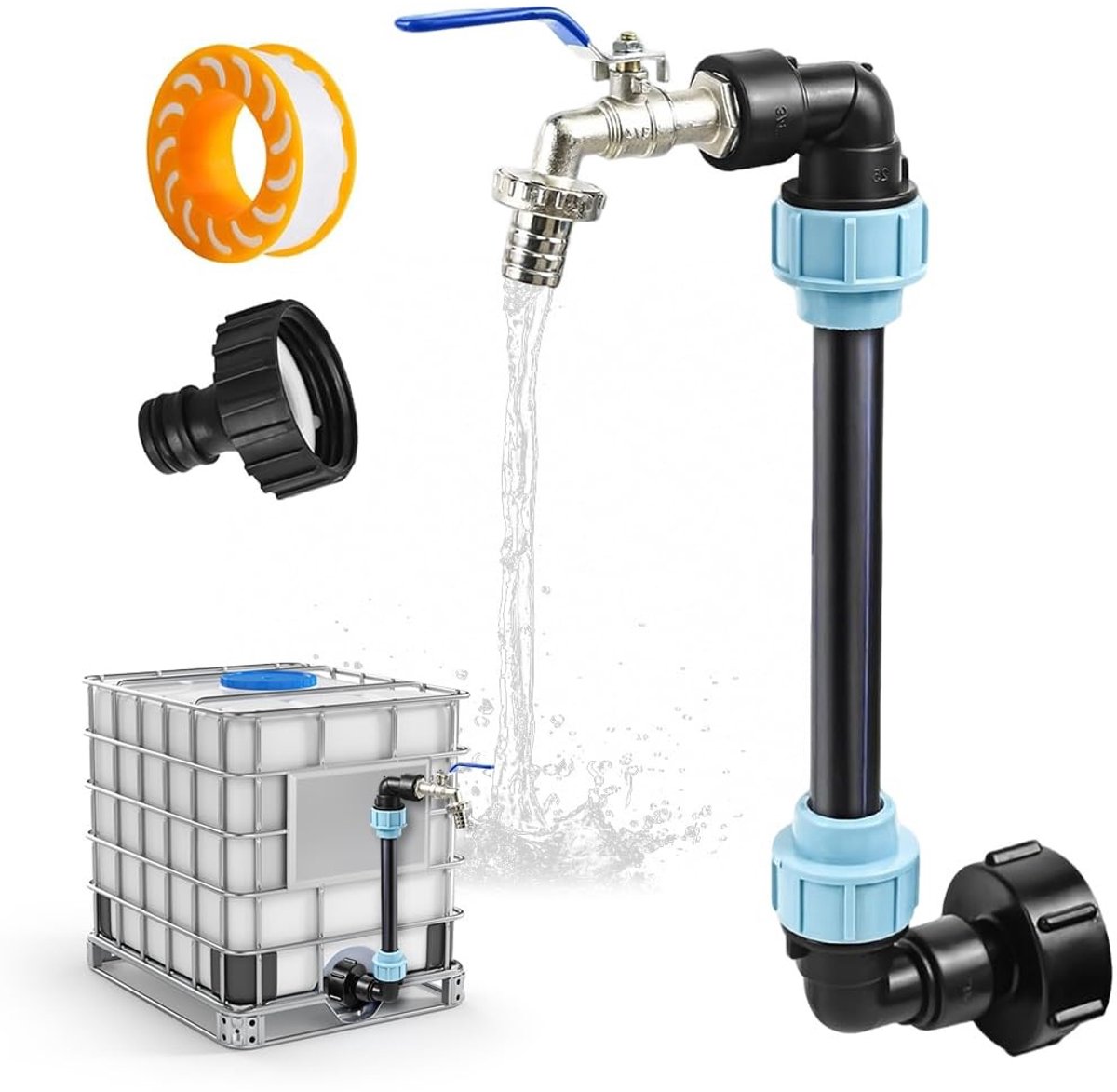Dailygoods- Kraan 3/4 Inch Spout - IBC Gooseneck - Waterafvoer - Hoogwaardige Messing - Quick-Connect Systeem - Duurzaam Ontwerp - Waterkraan