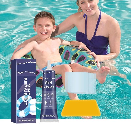 Reparatieset voor luchtbedden - Lekken repareren - Watersport reparatie - Weerbestendig materiaal - 5 patches - Grijs — afbeelding 4