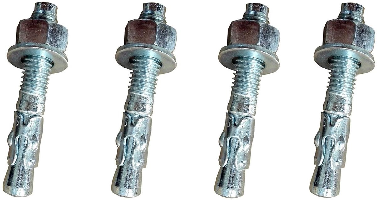 Montagekit Grondankers - Bevestigingsset Ankers - Aanrijbeveiliging Bevestigen - Set van 4 Stuks - M12 100mm Lengte - Zilver