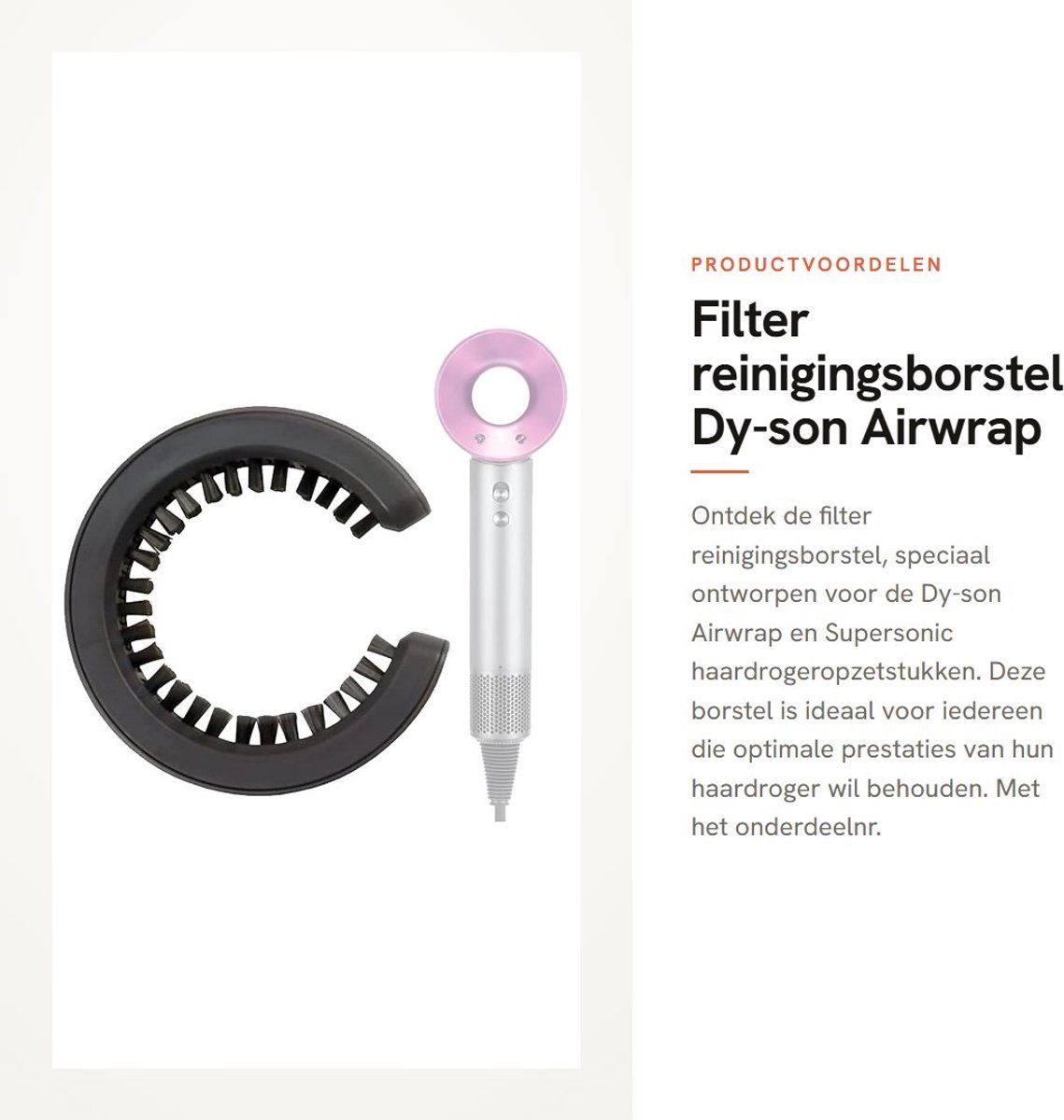 Dailygoods - Filter reinigingsborstel - Dy-son Airwrap - Onderdeel 969497-01 - Haardrogeropzetstukken - Handig in gebruik - Geschikt voor Supersonic H...