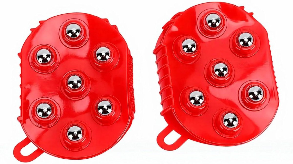 Massage Handschoenen - Roller Ball - Spierontspanning Lichaam - Waterdicht PVC Materiaal - 13.5 cm - Rood