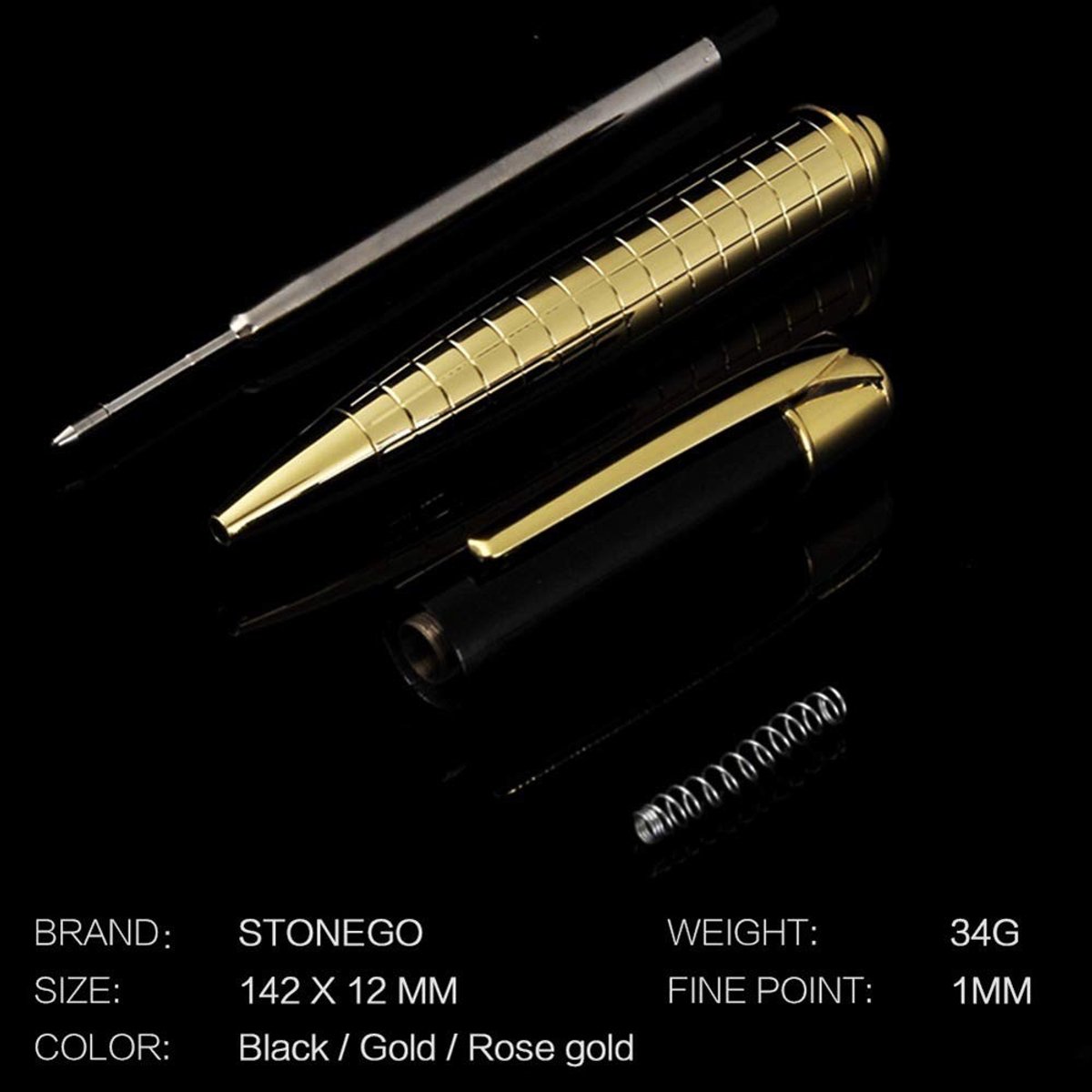 Dailygoods- Balpen Intrekbaar Draaimechanisme - Roestvrij Stalen Pen - 1,0 Mm Medium Punt - Soepel Schrijvende Inkt - Elegante Ontwerp - Ideaal Cadeau - Schrijfpunt