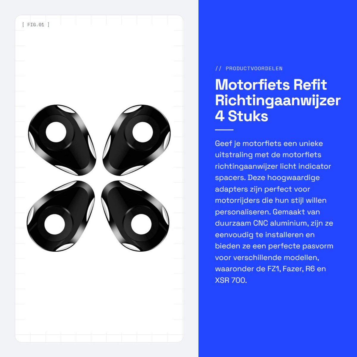 Dailygoods - Motorfiets Refit Richtingaanwijzer - 4 Stuks - Aluminium - Lichtgewicht - LED - Geschikt voor FZ1 Fazer R6 - Zwart