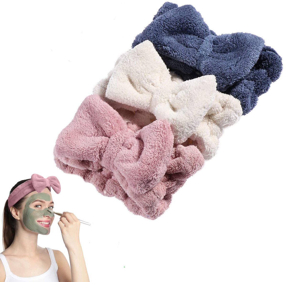 Dailygoods- Hoofdband Elastisch - Make-up Hoofdband - Soft Spa Hoofdband - Dames/Meisjes - Lichtgewicht - Geschikt voor Gezichtsverzorging - Haarband