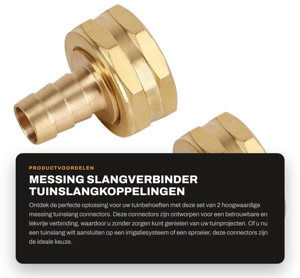 Dailygoods- Slangverbinder Massief Messing - Tuinslangkoppelingen - Lekvrije Koppeling - 2 Stuks - Geschikt voor Reparatie - Duurzaam Materiaal - Tuinslangkoppeling