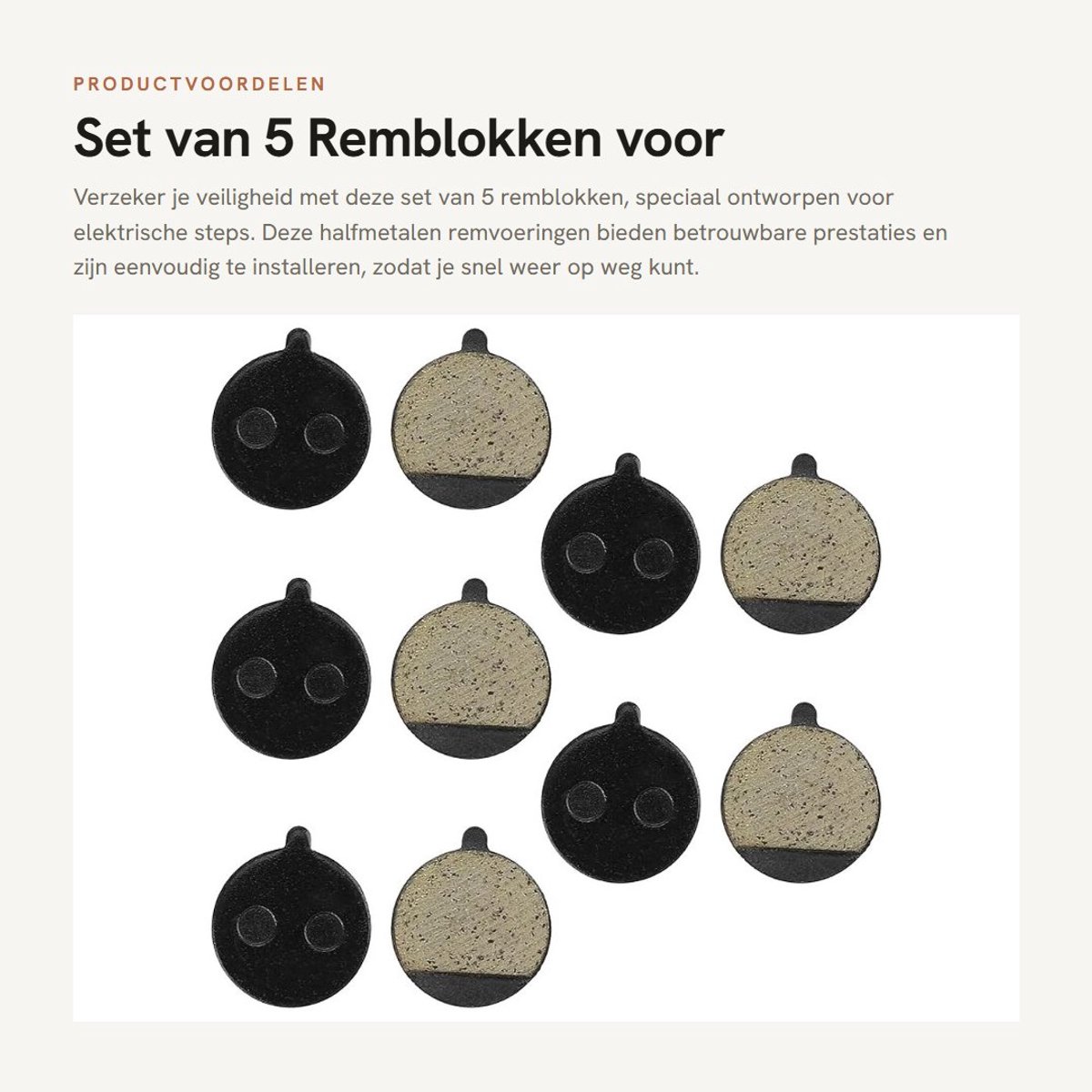Dailygoods - Set van 5 Remblokken voor Elektrische Step
