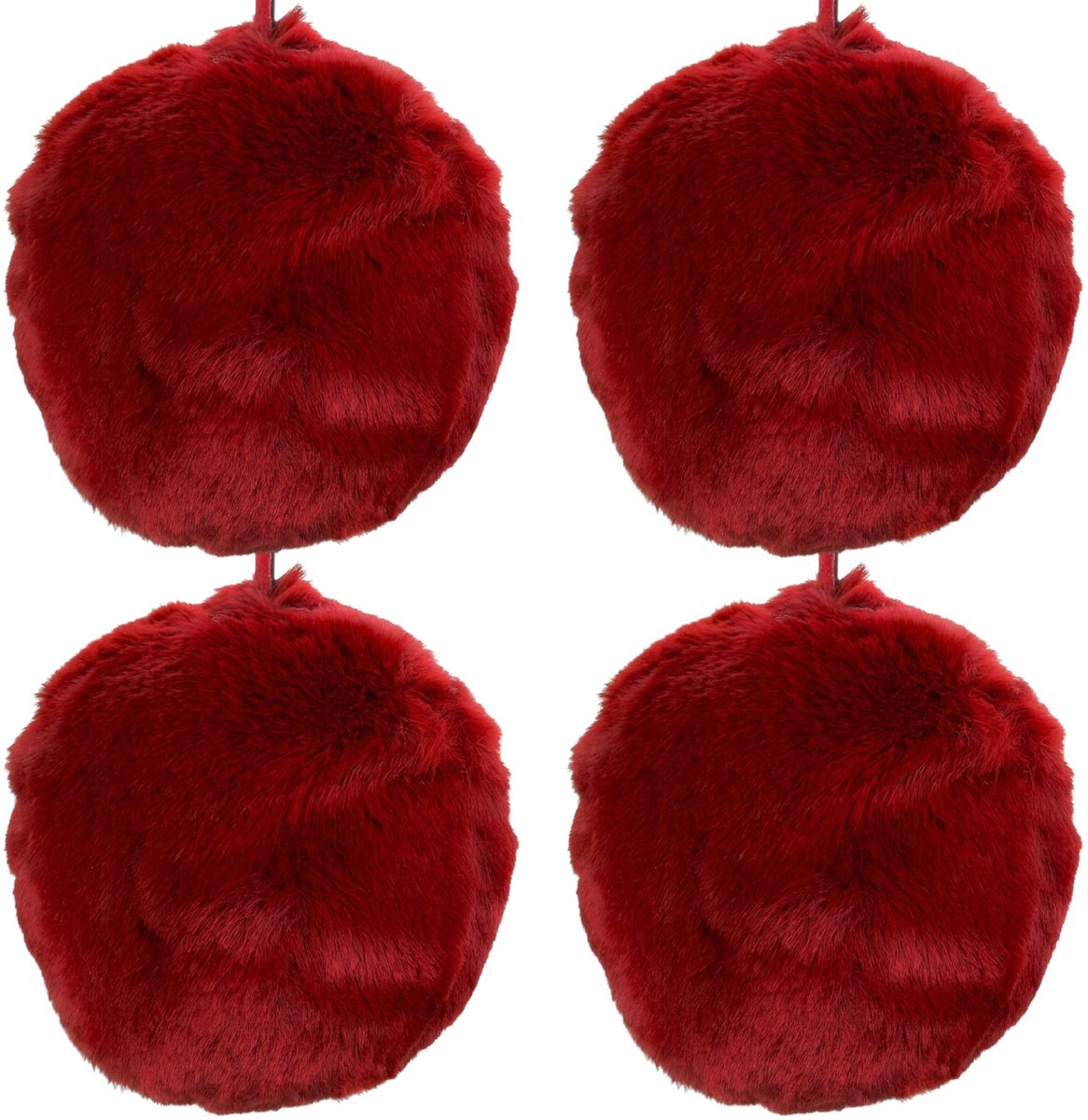 Dailygoods- Kerstballen Set van 4 - Pluche Decoratieve Ballen - 7 cm - Bordeauxrood - Zachte Versiering - Stijlvolle Winterdecoratie - Kerstdecoratie