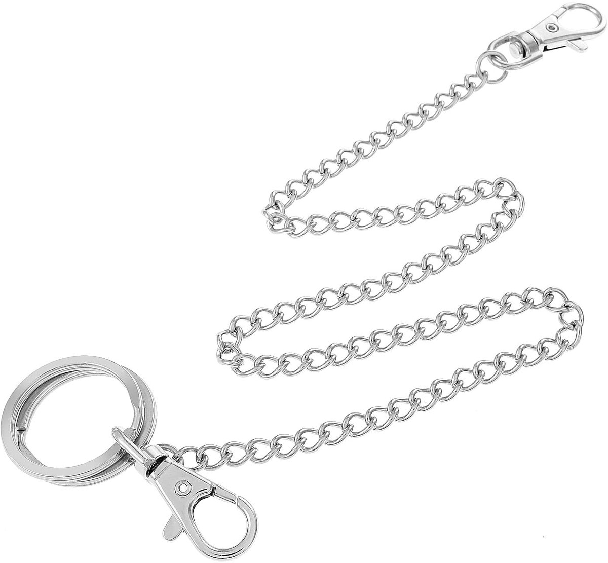 Dailygoods- Broekketting met Karabijnhaak - Sleutelhanger Ringen - Sleutelhanger voor Heren - Roestvrij Staal - Duurzaam - Veiligheidsbescherming