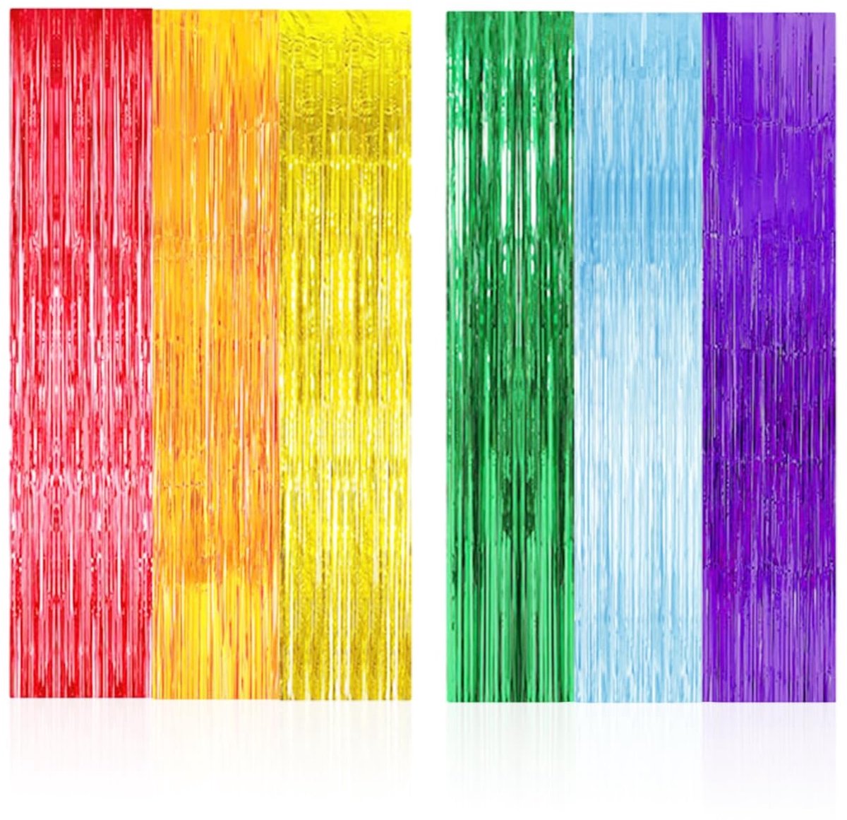 Dailygoods- Folie-Franjesgordijn 2 Stuks - Regenboogkleurig - Zelfklevend - Decoratie voor Feesten - Bruiloften - Verjaardagen - 1 x 2 m - Decoratiegordijn