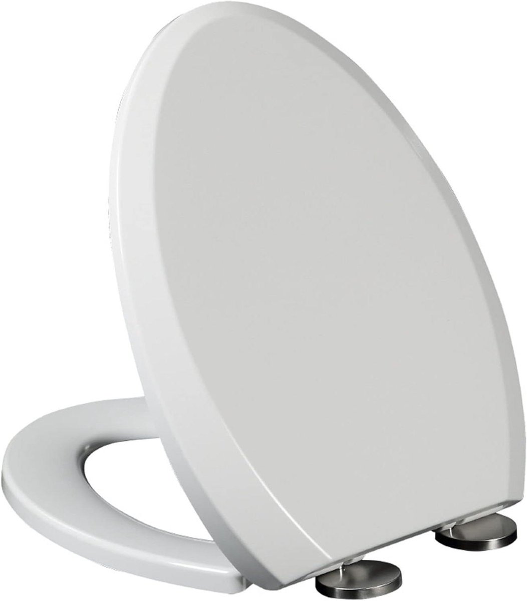 Langwerpige Toiletbril - Toiletdeksel Verlengd - Badkamer Vernieuwen - Soft Close Scharnier - 45x38.5cm - Wit