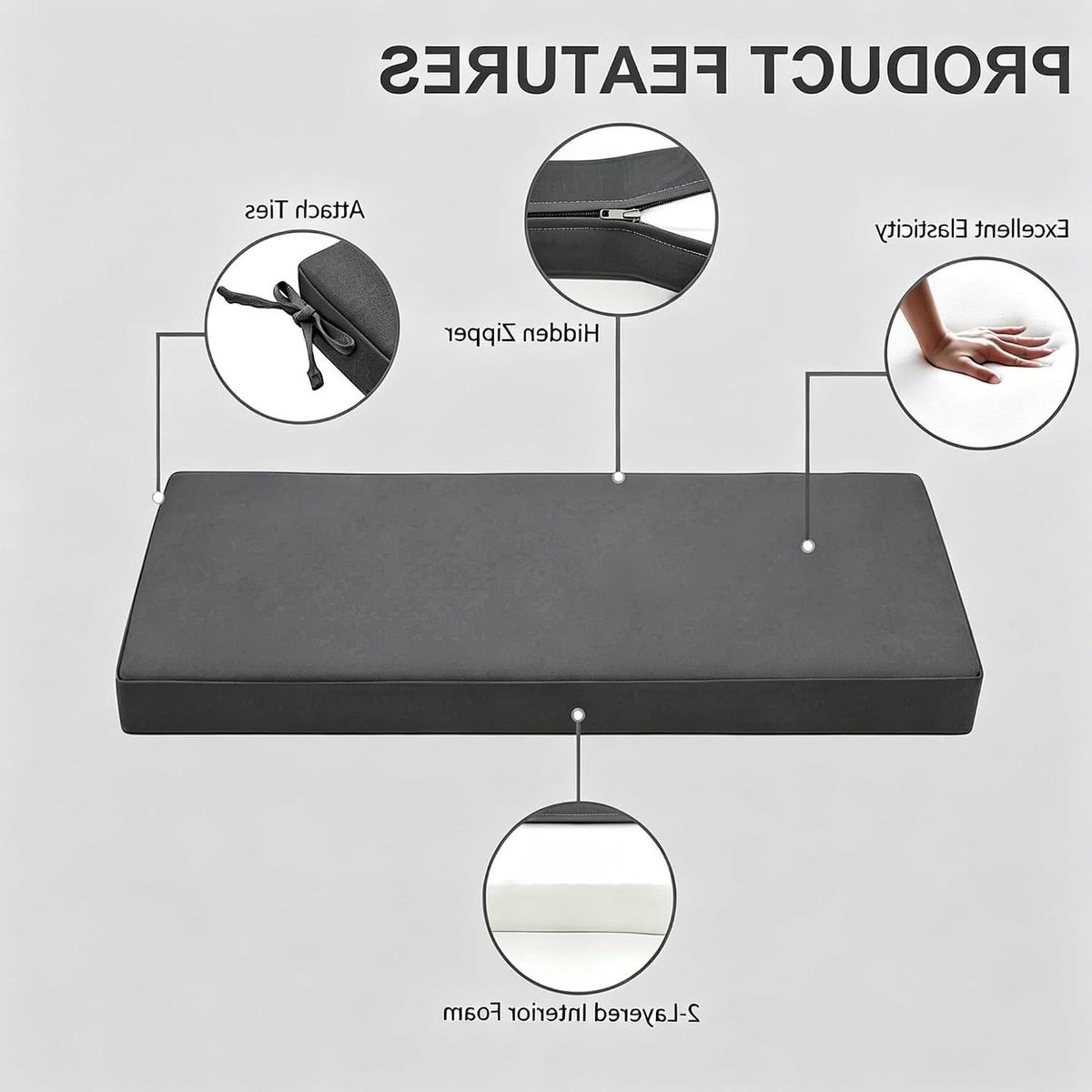 Tuinbank Kussen - Buiten Zitkussen - Comfortabel Zitten - Waterdicht UV-bestendig - 170x42x8cm - Bordeauxrood