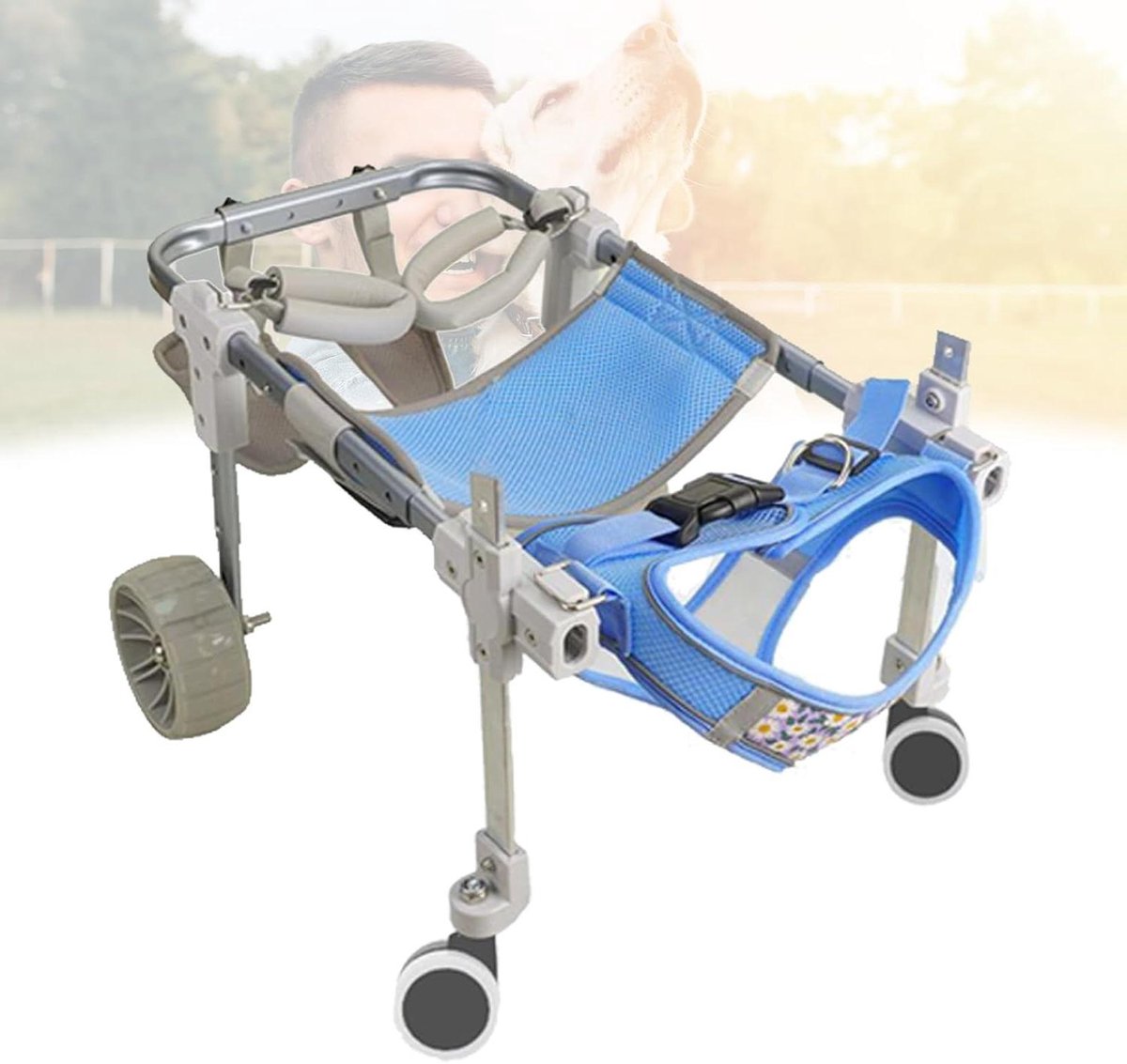 Hondenrolstoel - Mobiliteitshulp Hond - Hond Lopen - Verstelbaar Aluminium Frame - 2/4 Wielen - Grijs