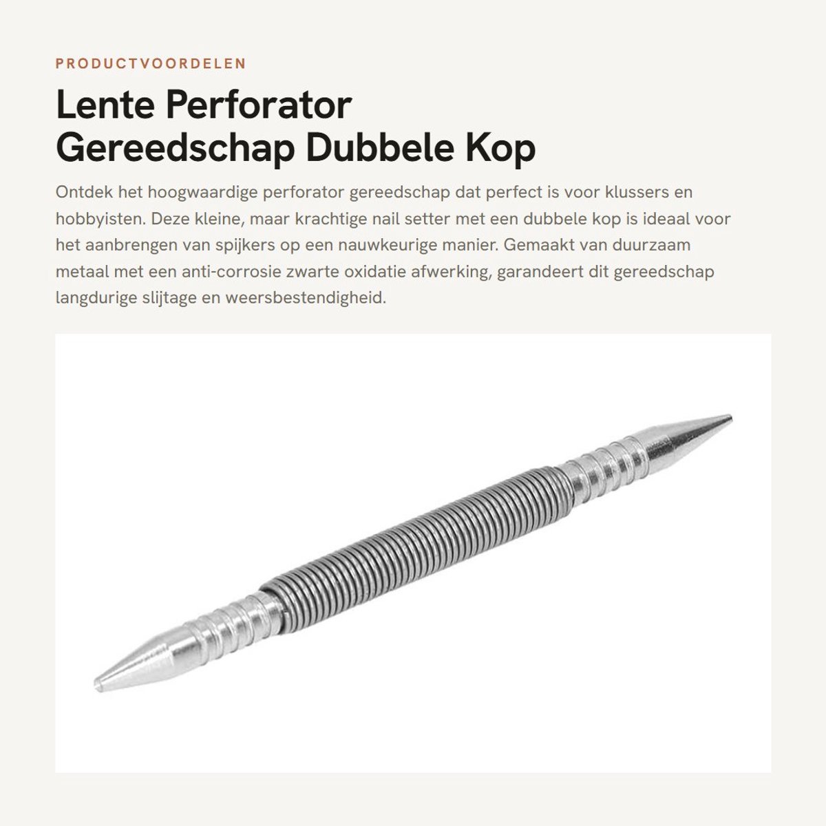 Dailygoods- Perforator Hoogwaardig Metaal - Dubbele Kop - Anticorrosie - Compact - Weersbestendig - Voor Houten Oppervlakken - Spijkerset