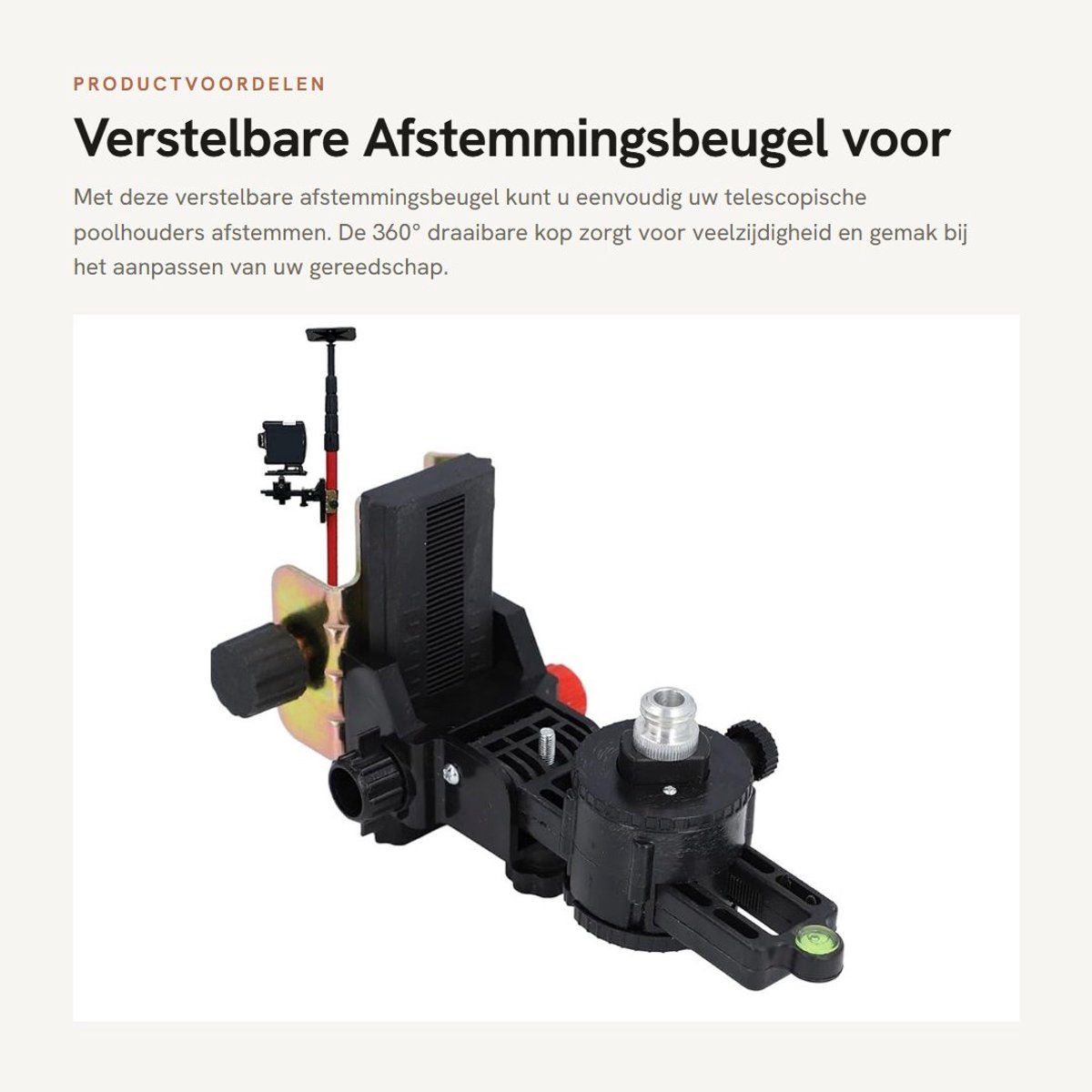 Dailygoods- Afstemmingsbeugel 360° Roterend - Verstelbare Telescopische Poolkop - Multifunctionele Gereedschapsadapter - Stevig en Robuust - Verstelbaar van 0-110 cm - Nivelleergereedschap