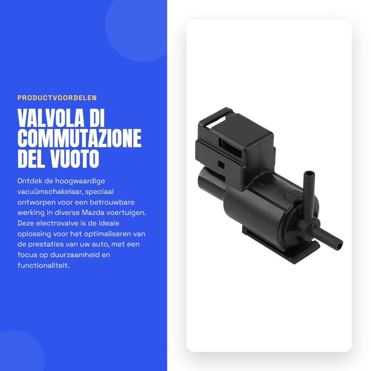 Dailygoods - Valvola di commutazione del vuoto - Electrovalvola - Kunststof - Vacuümschakelaar - Vervangingsonderdeel - Geschikt voor Mazda voer...