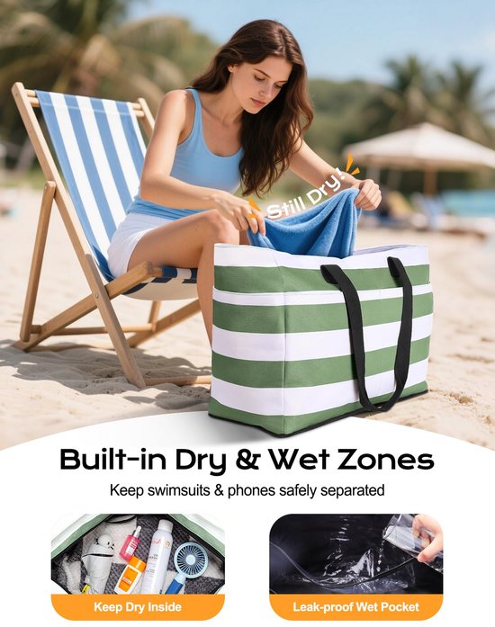 Sac de plage à motif feuillage avec pochette zippée amovible multicouleur Sac de plage à motif feuillage avec pochette zippée amovible multicouleur