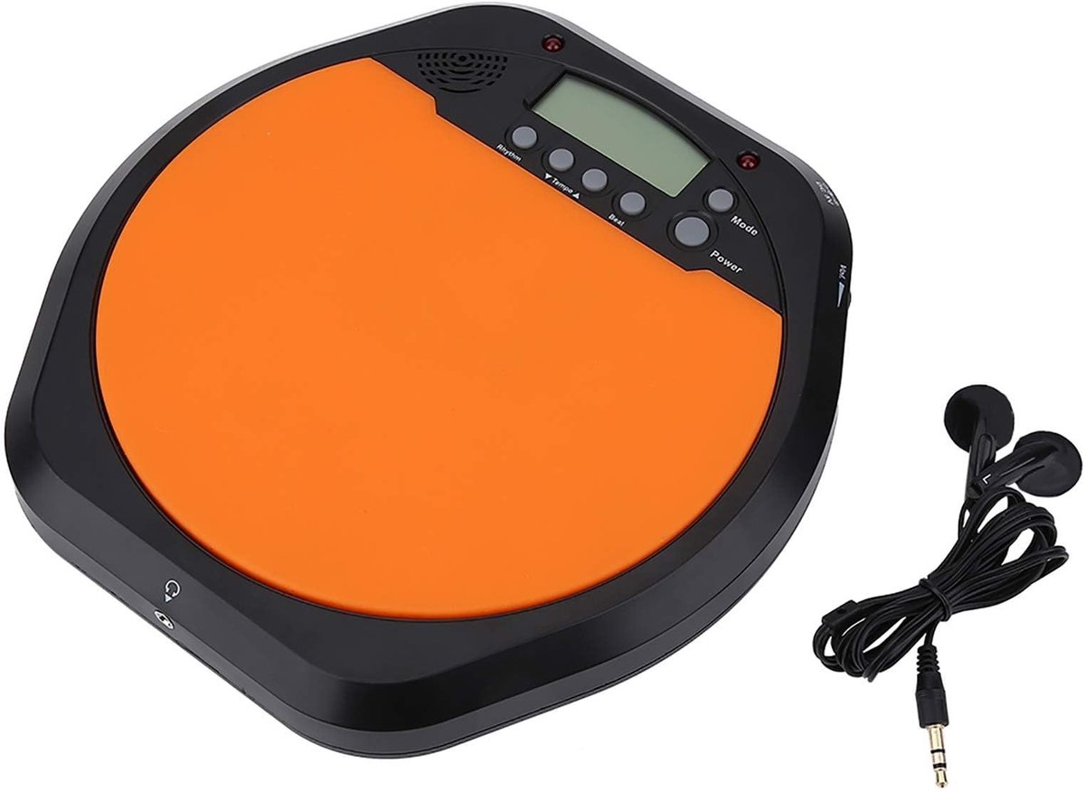 Dailygoods - Electronic Drummer - Drum Practice Pad - Metronoom voor Beginners - Zwart & Oranje - Geschikt voor Thuis - 20 x 20 cm