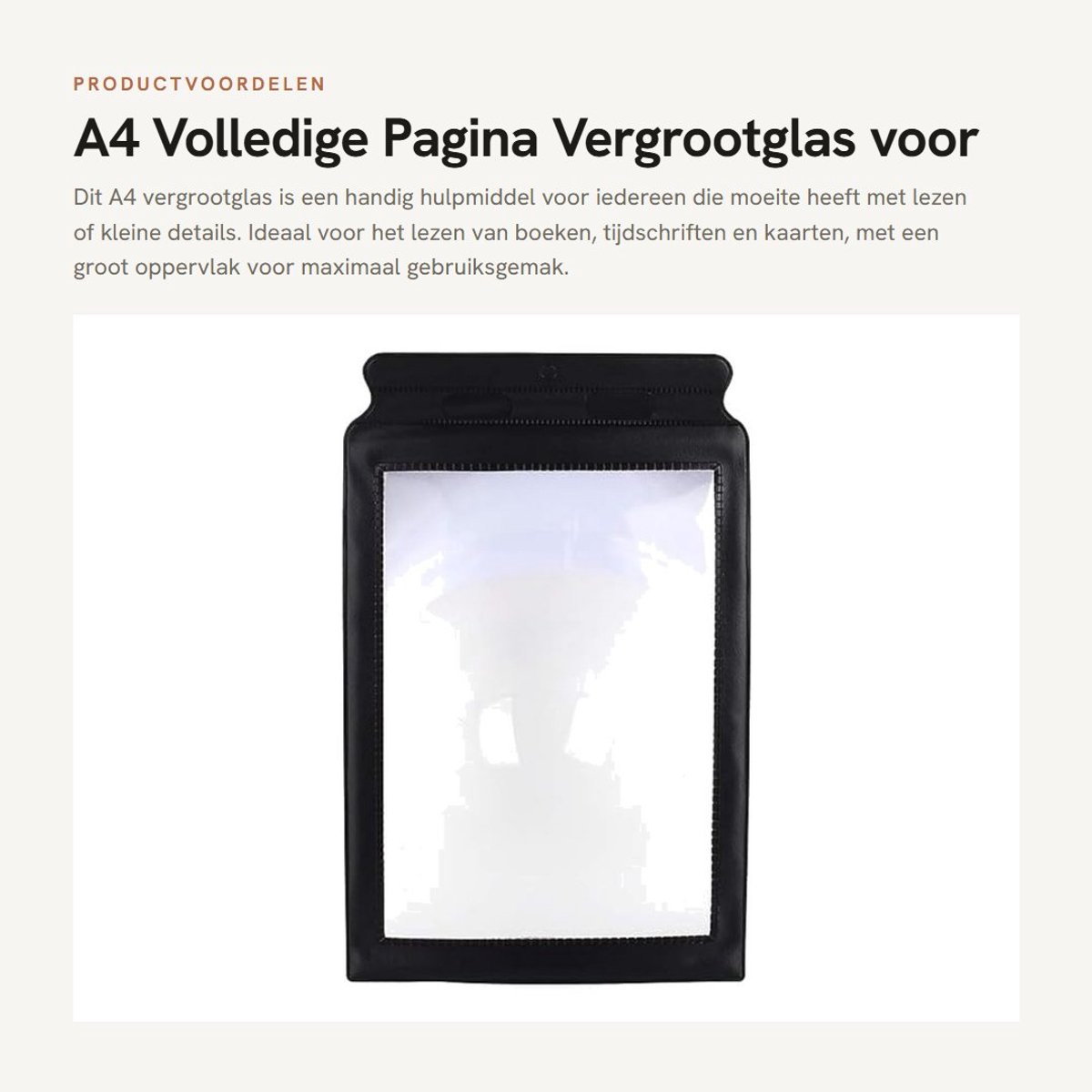 Dailygoods- Vergrootglas Groot - Vergrootglas voor Volwassenen - Vergrootglas met Verlichting - Vergrootblad PVC - Flexibel Plastic - 30,5 x 19,5 cm