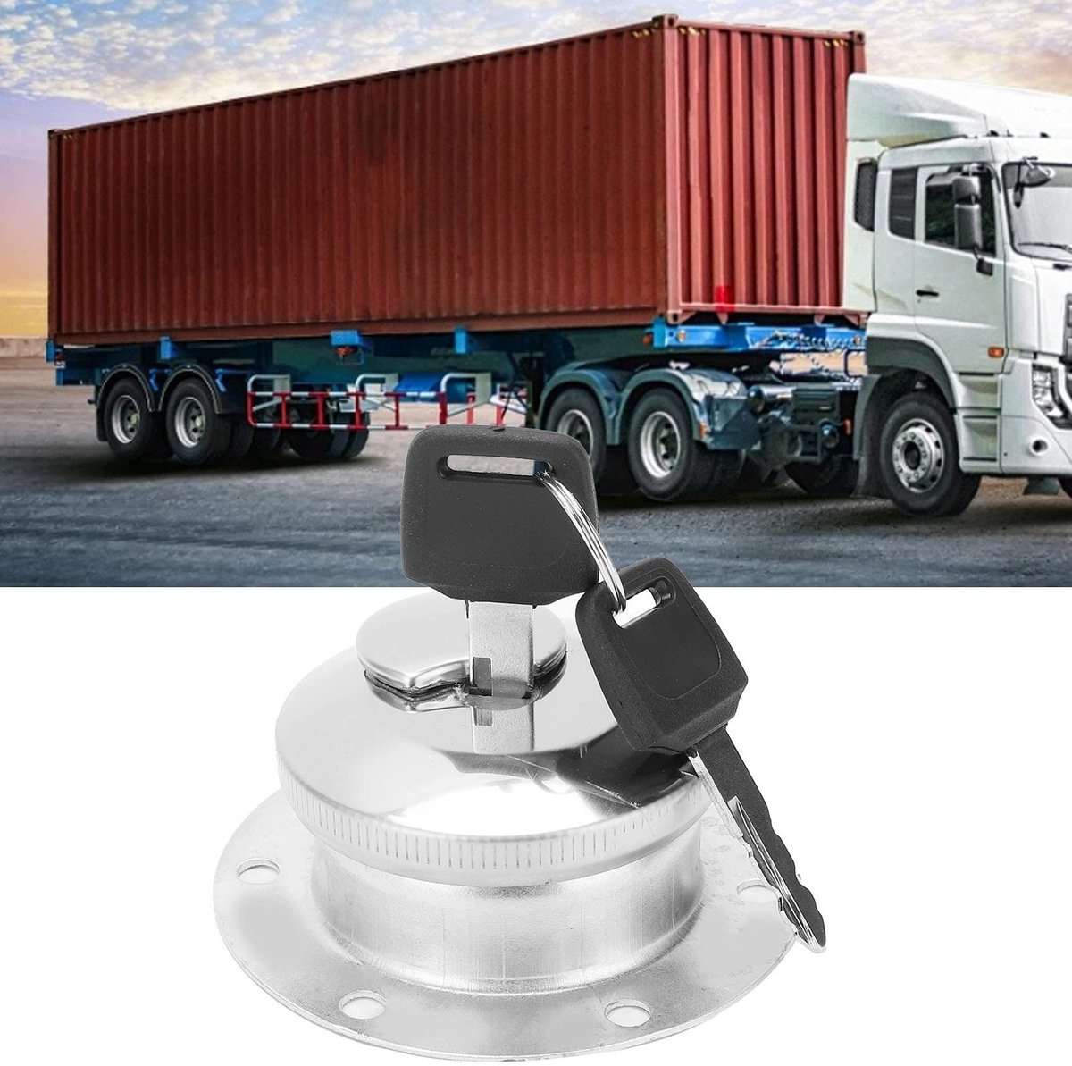 Dailygoods- Brandstoftankdeksel Roestvrij Staal - Tankdekselset - Inclusief Sleutels - Afdichting - Tankdekselsokkel - Schokbestendig - Tankdop