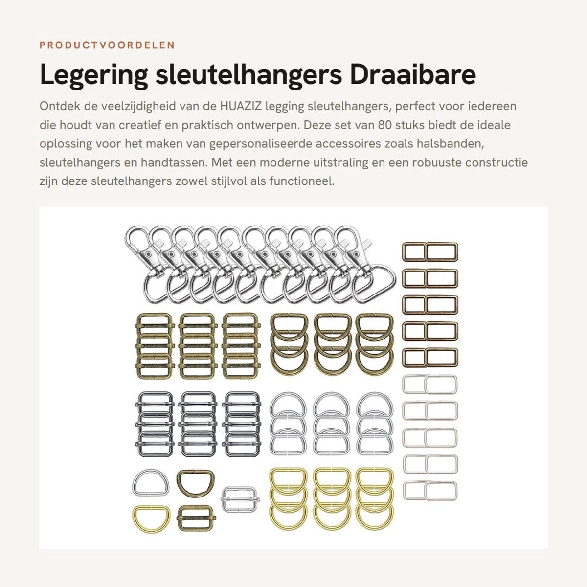Dailygoods- Sleutelhangers 80 stuks - D-ringen/karabijnhaken - Robuust metaal - 20 mm - Gepersonaliseerde halsbanden - Doe-het-zelf projecten - Sleutelhanger